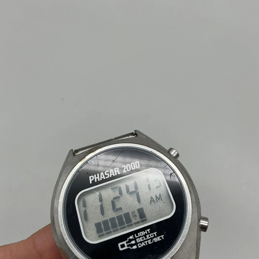 Vintage Sears Phasar 2000 Mens Watch 36mm Digital Stainless New Battery 6.25